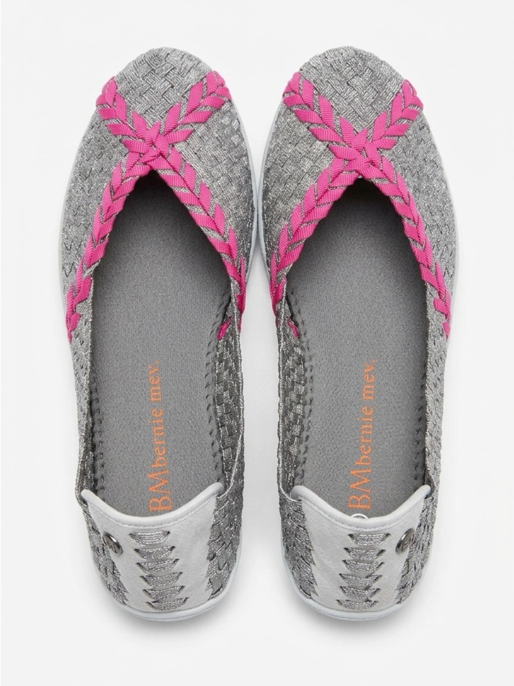 Børn by Born Grey Braided Ballet Flat with Pink Accent-new